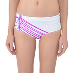 Electricty Power Pole Blue Pink Mid-waist Bikini Bottoms by Mariart