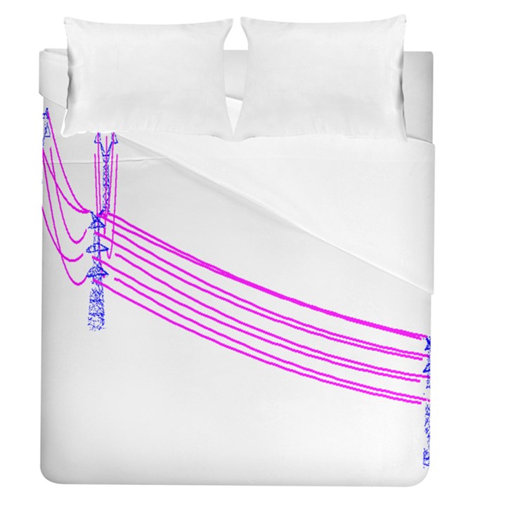 Electricty Power Pole Blue Pink Duvet Cover (Queen Size)