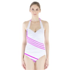 Electricty Power Pole Blue Pink Halter Swimsuit by Mariart