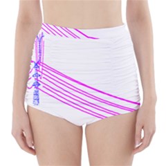 Electricty Power Pole Blue Pink High-waisted Bikini Bottoms by Mariart