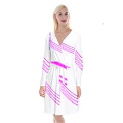 Electricty Power Pole Blue Pink Long Sleeve Velvet Front Wrap Dress