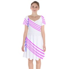 Electricty Power Pole Blue Pink Short Sleeve Bardot Dress by Mariart