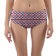 Clipart Embroidery Star Red Line Black Reversible Mid-waist Bikini Bottoms