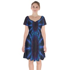 Exploding Flower Tunnel Nature Amazing Beauty Animation Blue Purple Short Sleeve Bardot Dress