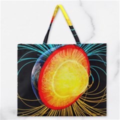 Cross Section Earth Field Lines Geomagnetic Hot Zipper Large Tote Bag by Mariart