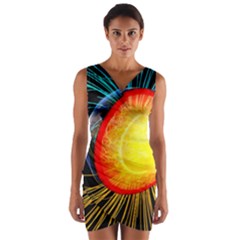 Cross Section Earth Field Lines Geomagnetic Hot Wrap Front Bodycon Dress