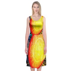 Cross Section Earth Field Lines Geomagnetic Hot Midi Sleeveless Dress by Mariart