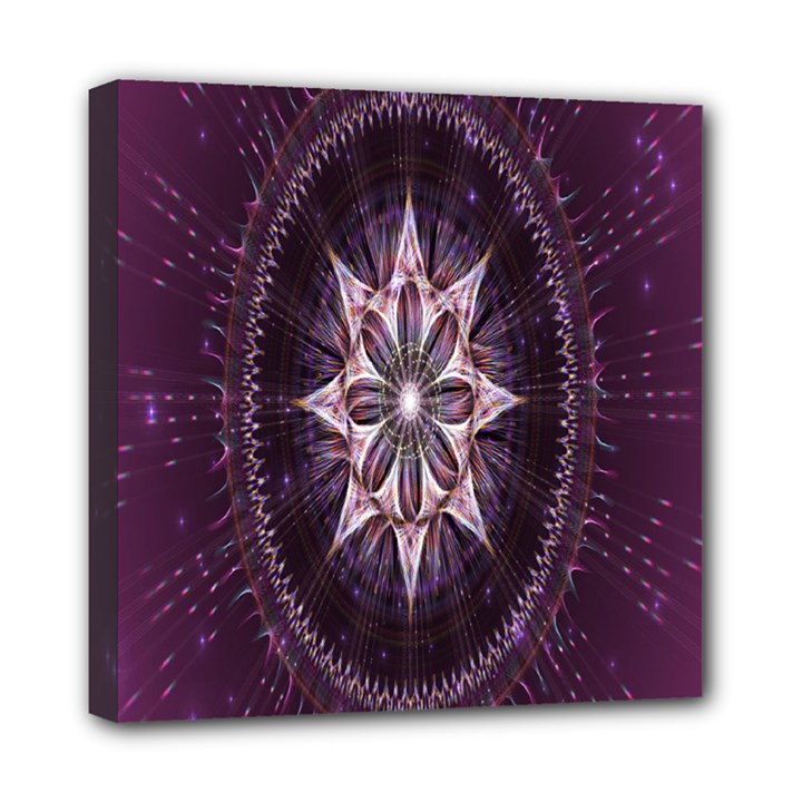 Flower Twirl Star Space Purple Mini Canvas 8  x 8 