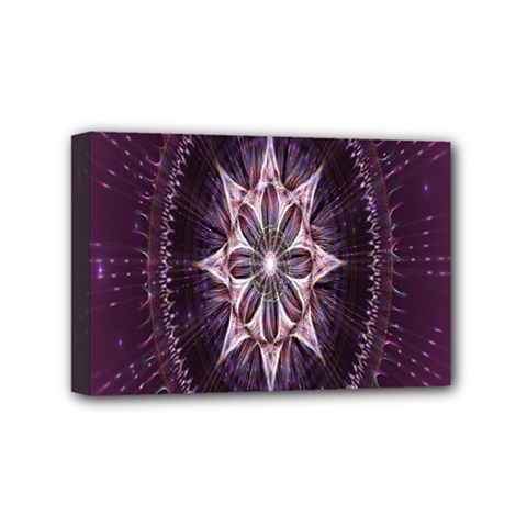 Flower Twirl Star Space Purple Mini Canvas 6  X 4  by Mariart