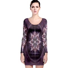 Flower Twirl Star Space Purple Long Sleeve Bodycon Dress by Mariart