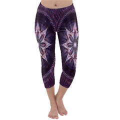 Flower Twirl Star Space Purple Capri Winter Leggings 