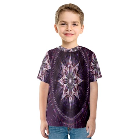 Flower Twirl Star Space Purple Kids  Sport Mesh Tee by Mariart