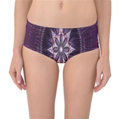 Flower Twirl Star Space Purple Mid-waist Bikini Bottoms by Mariart