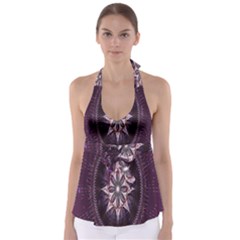 Flower Twirl Star Space Purple Babydoll Tankini Top