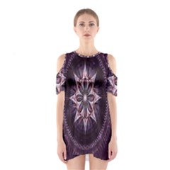 Flower Twirl Star Space Purple Shoulder Cutout One Piece by Mariart