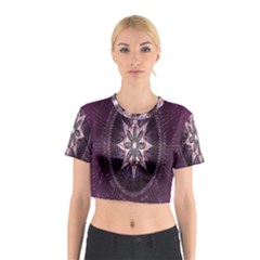 Flower Twirl Star Space Purple Cotton Crop Top