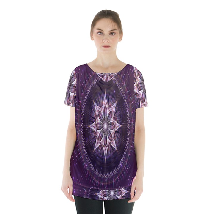 Flower Twirl Star Space Purple Skirt Hem Sports Top