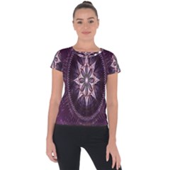 Flower Twirl Star Space Purple Short Sleeve Sports Top 