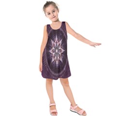 Flower Twirl Star Space Purple Kids  Sleeveless Dress