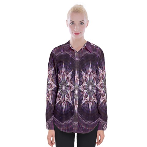 Flower Twirl Star Space Purple Womens Long Sleeve Shirt by Mariart