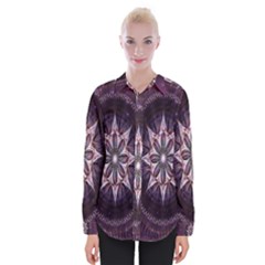 Flower Twirl Star Space Purple Womens Long Sleeve Shirt