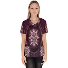 Flower Twirl Star Space Purple Scrub Top