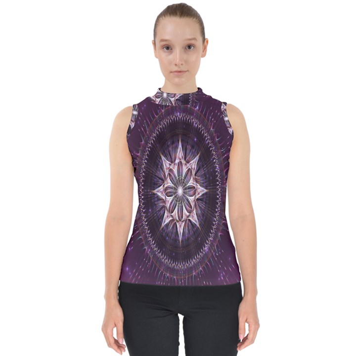 Flower Twirl Star Space Purple Shell Top