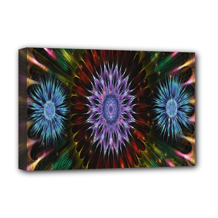 Flower Stigma Colorful Rainbow Animation Gold Space Deluxe Canvas 18  x 12  