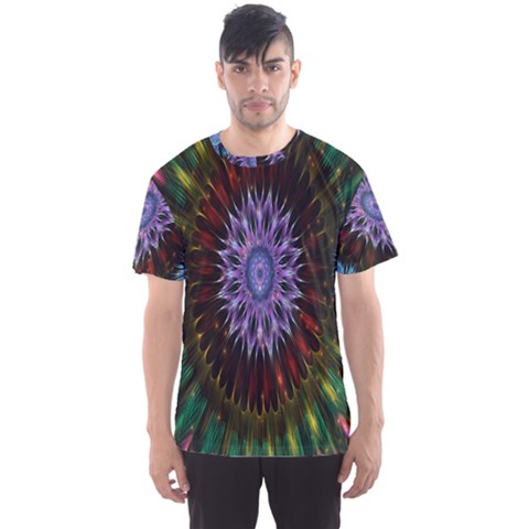 Flower Stigma Colorful Rainbow Animation Gold Space Men s Sports Mesh Tee by Mariart