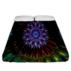 Flower Stigma Colorful Rainbow Animation Gold Space Fitted Sheet (queen Size)