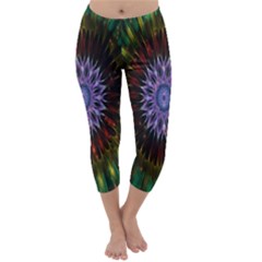 Flower Stigma Colorful Rainbow Animation Gold Space Capri Winter Leggings  by Mariart