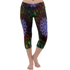 Flower Stigma Colorful Rainbow Animation Gold Space Capri Yoga Leggings by Mariart