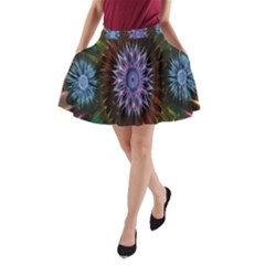 Flower Stigma Colorful Rainbow Animation Gold Space A-line Pocket Skirt by Mariart