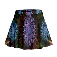 Flower Stigma Colorful Rainbow Animation Gold Space Mini Flare Skirt by Mariart