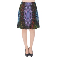 Flower Stigma Colorful Rainbow Animation Gold Space Velvet High Waist Skirt by Mariart