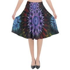 Flower Stigma Colorful Rainbow Animation Gold Space Flared Midi Skirt by Mariart