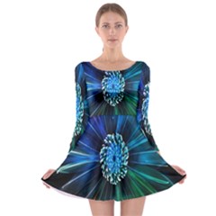 Flower Stigma Colorful Rainbow Animation Space Long Sleeve Skater Dress by Mariart