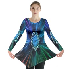 Flower Stigma Colorful Rainbow Animation Space Long Sleeve Tunic 