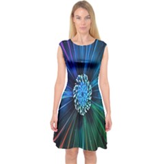 Flower Stigma Colorful Rainbow Animation Space Capsleeve Midi Dress by Mariart