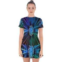 Flower Stigma Colorful Rainbow Animation Space Drop Hem Mini Chiffon Dress by Mariart