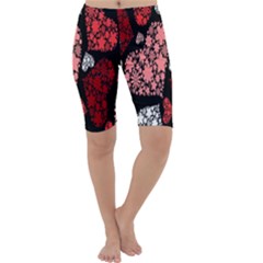 Floral Flower Heart Valentine Cropped Leggings 