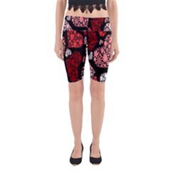 Floral Flower Heart Valentine Yoga Cropped Leggings by Mariart