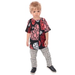 Floral Flower Heart Valentine Kids Raglan Tee