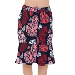 Floral Flower Heart Valentine Mermaid Skirt by Mariart