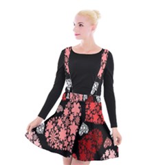 Floral Flower Heart Valentine Suspender Skater Skirt by Mariart