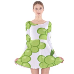 Fruit Green Grape Long Sleeve Velvet Skater Dress by Mariart