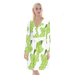 Fruit Green Grape Long Sleeve Velvet Front Wrap Dress