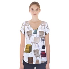 Furnitur Chair Short Sleeve Front Detail Top by Mariart