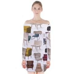 Furnitur Chair Long Sleeve Off Shoulder Dress by Mariart