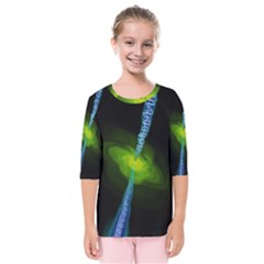 Gas Yellow Falling Into Black Hole Kids  Quarter Sleeve Raglan Tee